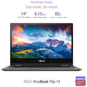 Asus Vivobook TP412FA-EC403T 2-in-1 Laptop - Corei3 2.1GHz 4GB 256GB Shared Win10 14inch FHD Silver Blue Arabic/English Keyboard