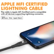 Promate Apple MFi Certified Lightning Cable with 2.4A Sync and Charge for iPhone12,NerveLink-I Black