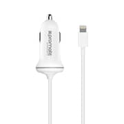 Promate Apple MFi Certified iPhone Car Charger with 2.1A Car Charger and 3ft Cord, ProChargeLT White