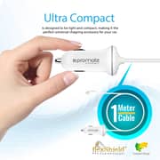 Promate Apple MFi Certified iPhone Car Charger with 2.1A Car Charger and 3ft Cord, ProChargeLT White