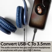كابل Aux من بروميت USB-C إلى 3.5 ملم مع صوت فائق لسماعات الرأس والهواتف الذكية و AuxLink-CM أسود