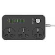 HDPLUS HD3604 Power Strip with 3 Sockets and 6 USB Ports 2500W