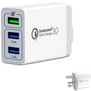 Tutonica 3 منافذ USB جدار شاحن كوالكوم QC الشحن السريع 3.0 محول توصيل منفذ الطاقة - أبيض