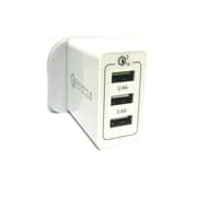 Tutonica 3 منافذ USB جدار شاحن كوالكوم QC الشحن السريع 3.0 محول توصيل منفذ الطاقة - أبيض