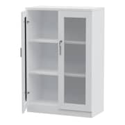Mahmayi Melamine On Mdf Carre 120 Medium Height Cabinet - Wooden Storage Cabinet With Lockable Glass Doors -W80Cms X D40Cms X H120Cms (White) ME120WH