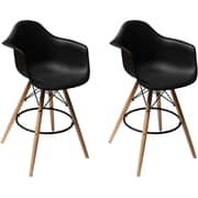 Mahmayi Combo of Arm Chair Stool - Black