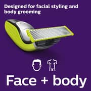 Philips Norelco OneBlade Face + Body, Hybrid Electric Trimmer and Shaver - Black/Green/Silver (QP2630/70)