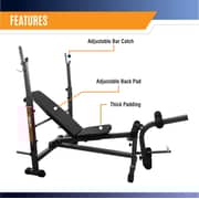 Sparnod Fitness SWB-65/518GA Adjustable Weight Bench for Full Body Workout (Free Installation) - Heavy-duty Exercise Bench - Foldable Flat/Incline/Decline - Multifunction (5 exercises) - for Home Gym