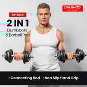 Sparnod Fitness Adjustable Dumbbell & Barbell Weight Set for Home Equipment Exercise and Fitness- Dumbbells with Anti-slip Grip, Barbell rod & Carry Case