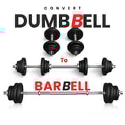 Sparnod Fitness Adjustable Dumbbell & Barbell Weight Set for Home Equipment Exercise and Fitness- Dumbbells with Anti-slip Grip, Barbell rod & Carry Case