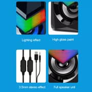 HP Multimedia Speaker DHE-6000 Wired Speaker Gradient LED Backlight Audio Player Multimedia Stereo Mini Subwoofer With 3.5Mm Jack (Black)