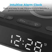 ساعة منبه رقمية من بروميت مع شحن لاسلكي بقدرة  15  وات، حماية متعددة، منفذ USB ، لوحة زمنية  - Qi  لون أسود