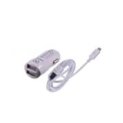شاحن سيارة إيفون USB 2 أبيض مع كابل مايكرو USB طول 1 متر