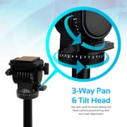Promate Aluminium Tripod (170cm)with Panoramic Head, Bubble Level, 3 Section Leg Lock, Precise-170