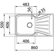 TEKA Inset Reversible Kitchen Sink 50cm Matt Finish Compact Design - 8434778015751