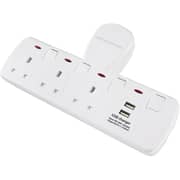 Kistenmacher EGK603BU 3 Way Extension Socket With Dual USB White