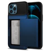 Spigen Slim Armor Wallet designed for iPhone 12 Pro MAX case cover - Navy Blue