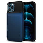 Spigen Slim Armor Wallet designed for iPhone 12 Pro MAX case cover - Navy Blue