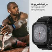 Spigen Rugged Armor PRO Designed for Apple Watch Band with Case for Series 9/8/7 (45mm) and Series SE2/6/SE/5/4 (44mm) - Black