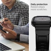 Spigen Rugged Armor PRO Designed for Apple Watch Band with Case for Series 9/8/7 (45mm) and Series SE2/6/SE/5/4 (44mm) - Black