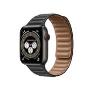Promate Genuine Leather Band Replacement with Magnetic Lock for Apple Watch 42/44mm, Maglet-44 Black