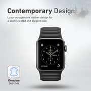 Promate Genuine Leather Band Replacement with Magnetic Lock for Apple Watch 42/44mm, Maglet-44 Black
