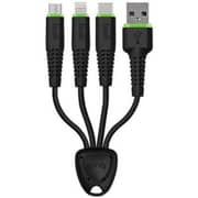 Budi 3 in 1 Charge Cable 15cm Black