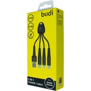 Budi 3 in 1 Charge Cable 15cm Black