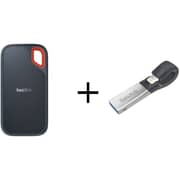 Sandisk Portable SSD USB 3.2 2TB Black SDSSDE81-4T00-G25 + iXpand Flash Drive USB 3.0 32GB Silver Black SDIX30C-032G-GN6NN