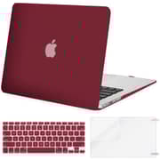 RDN MacBook Air 13inch Plastic Pattern Hard Case & Keyboard Cover & Screen Protector Wine Red