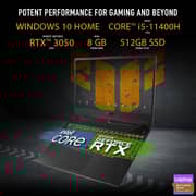 ASUS TUF F15 (2021) Gaming Laptop - 11th Gen / Intel Core i5-11400H / 15.6inch FHD / 8GB RAM / 512GB SSD / 4GB NVIDIA GeForce RTX 3050 Graphics / Windows 10 Home / English & Arabic Keyboard / Eclipse Grey / Middle East Version - [FX506HC-HN002T]