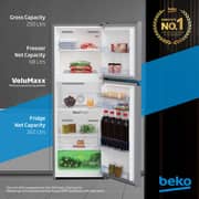 Beko 250L Top Mount Refrigerator, NeoFrost Dual Cooling, Silver - RDNT300XS