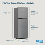 Beko 250L Top Mount Refrigerator, NeoFrost Dual Cooling, Silver - RDNT300XS