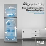 Beko 250L Top Mount Refrigerator, NeoFrost Dual Cooling, Silver - RDNT300XS