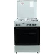 Nobel Gas & Electric Cooker Silver 60x60 cm 2 Gas Burners 2 Hot Plate Electric Oven Enamel Grids Lid - NGC7222