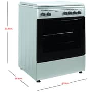 Nobel Gas & Electric Cooker Silver 60x60 cm 2 Gas Burners 2 Hot Plate Electric Oven Enamel Grids Lid - NGC7222