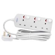Terminator Brand Uk Socket Power Extension With Individual Switches - 3way 3m