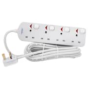 Terminator Brand Uk Socket Power Extension With Individual Switches - 4way 3m