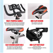 Sparnod Fitness SSB-16 Commercial Spin Bike Exercise Cycle with Comfortable Seat Cushion, Silent Belt Drive, Heavy Flywheel for Cardio Training and Workout