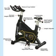 Sparnod Fitness SSB-16 Commercial Spin Bike Exercise Cycle with Comfortable Seat Cushion, Silent Belt Drive, Heavy Flywheel for Cardio Training and Workout