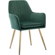 Mahmayi Velvet Dinning Chair Set Of 2 Mid-back Accent Chair Modern Leisure Armchair With Gold Plating Legs Upholstered Living Room Chair (royal Green-2pcs), Free Assembly