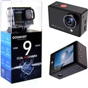 Gosmart Icon 9 Dual 4k Sports Action Camera, 1080p Ultra Hd Waterproof Action Camera With 2-inch Lcd Screen 20mp, Dual Camera With Flashlight Camcorder, Black