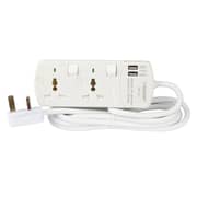 مقبس تمديد طاقة عالمي ثنائي الاتجاه من تيرميناتور مع 2 USB موديل رقم Tpb 2au