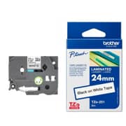 Brother Tze-251 24mm Black On White Laminated Tape