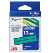 Brother Tze-731 12mm Black On Green Laminated Tape