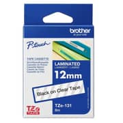 Brother Tze-131 12mm Black On Clear Laminated Tape