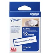 Brother Tze-fa3 12mm Blue On White Fabric Tape