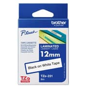 Brother Tze-231 12mm Black On White Laminated Tape