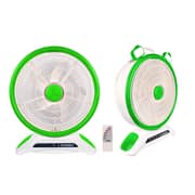 Stargold 14 Rechargeable Table Fan With Remote Control And Smd Led Light, 3 Speed 40w Copper Motor, Portable Desk Fan For Home Office Bedroom, Sg-4048 Green