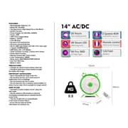 Stargold 14 Rechargeable Table Fan With Remote Control And Smd Led Light, 3 Speed 40w Copper Motor, Portable Desk Fan For Home Office Bedroom, Sg-4048 Green